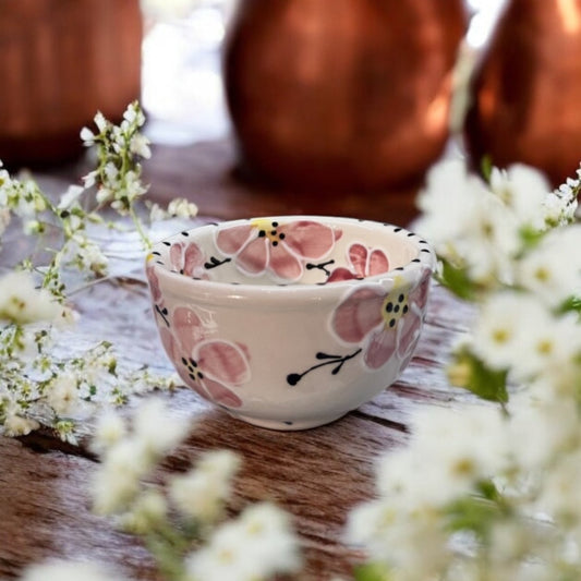 pink cherry blossom ceramic sauce bowl